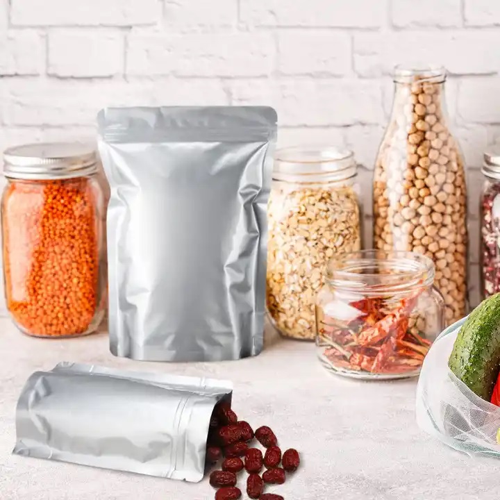 A Dried food in jars with mylar bags